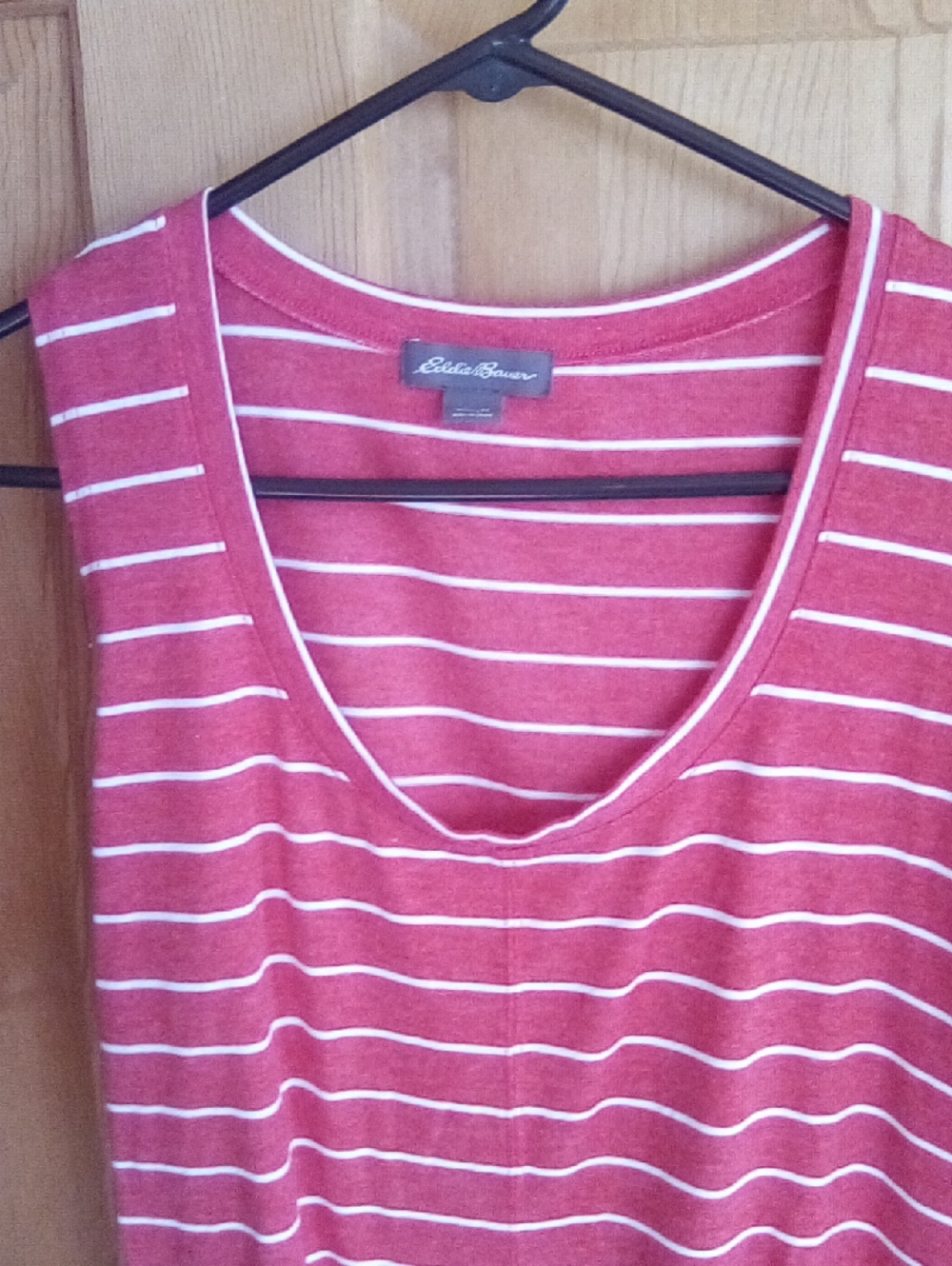 Eddie Bauer Red and White Striped V-Neck Tank